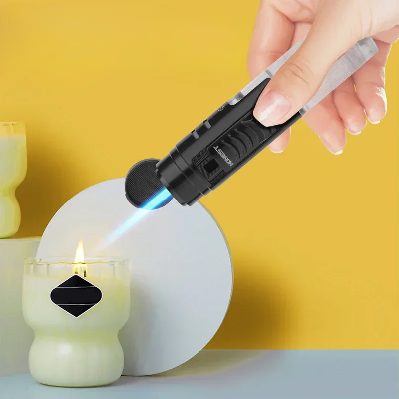 

New HONEST Portable Transparent Gas Lighter Windproof Jet Blue Flame Cigar Lighter Smoking Accessories for Men's Gift