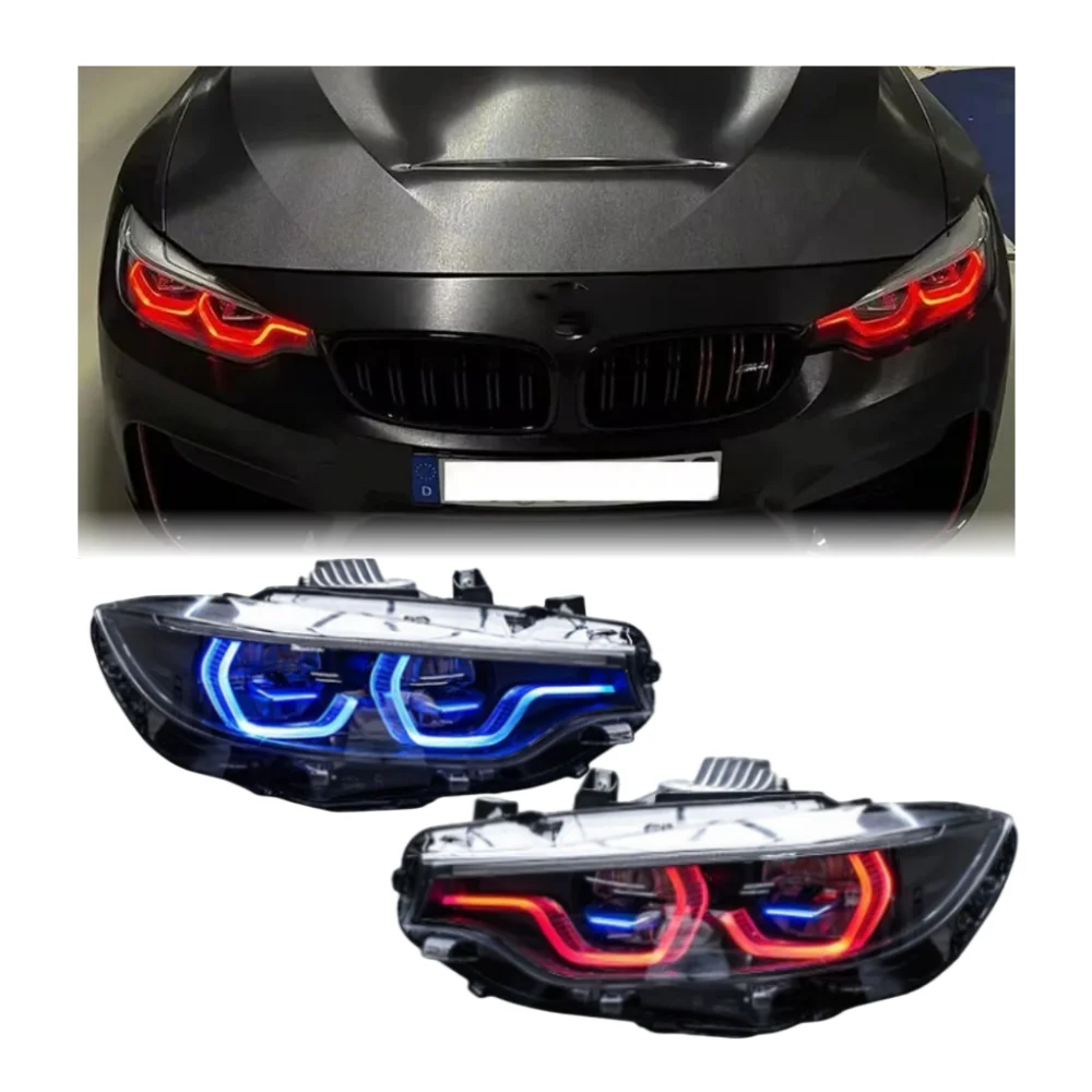 4 Series F32 Headlight RGB 2012-2020 Upgrade Front Lamp LED Daytime Running Light Yellow Red Sjc Auto Parts Modified DRL forBMW