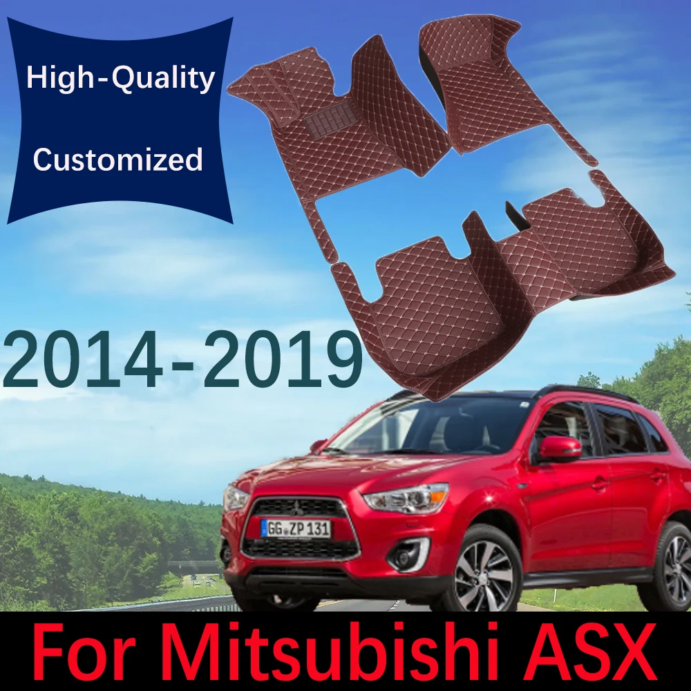 

Custom Leather Car Floor Mats For Mitsubishi ASX RVR Outlander Sport 2014~2019 Automobile Carpet Rugs Foot Pads Interior