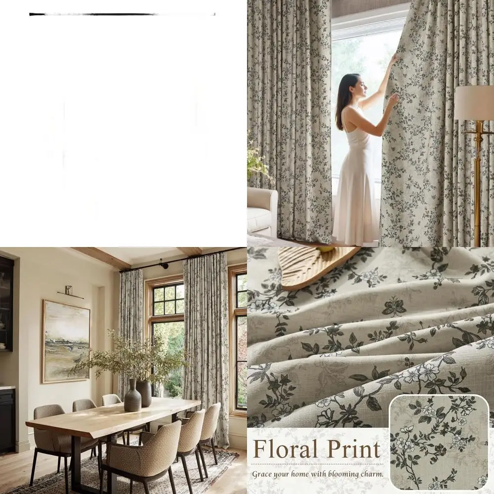 Tende in lino floreale con farfalla vintage, 52x84, trama spessa, non trasparente, per porte scorrevoli, stanze per ospiti e bambini