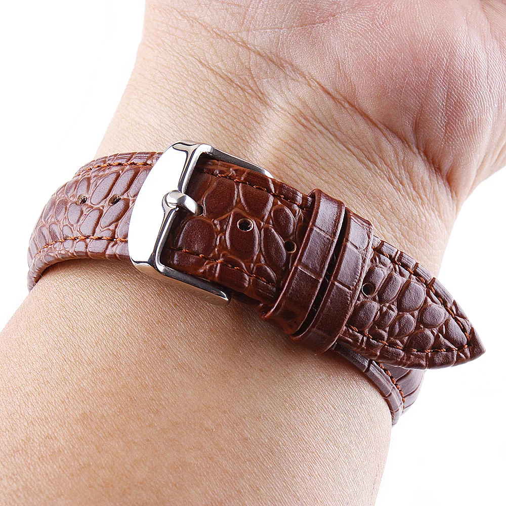 

Crocodile Pattern 22mm Watch Strap Universal Leather Watchband for Smart Watch 12mm 14mm 16mm 18mm 20mm 22mm 24mm