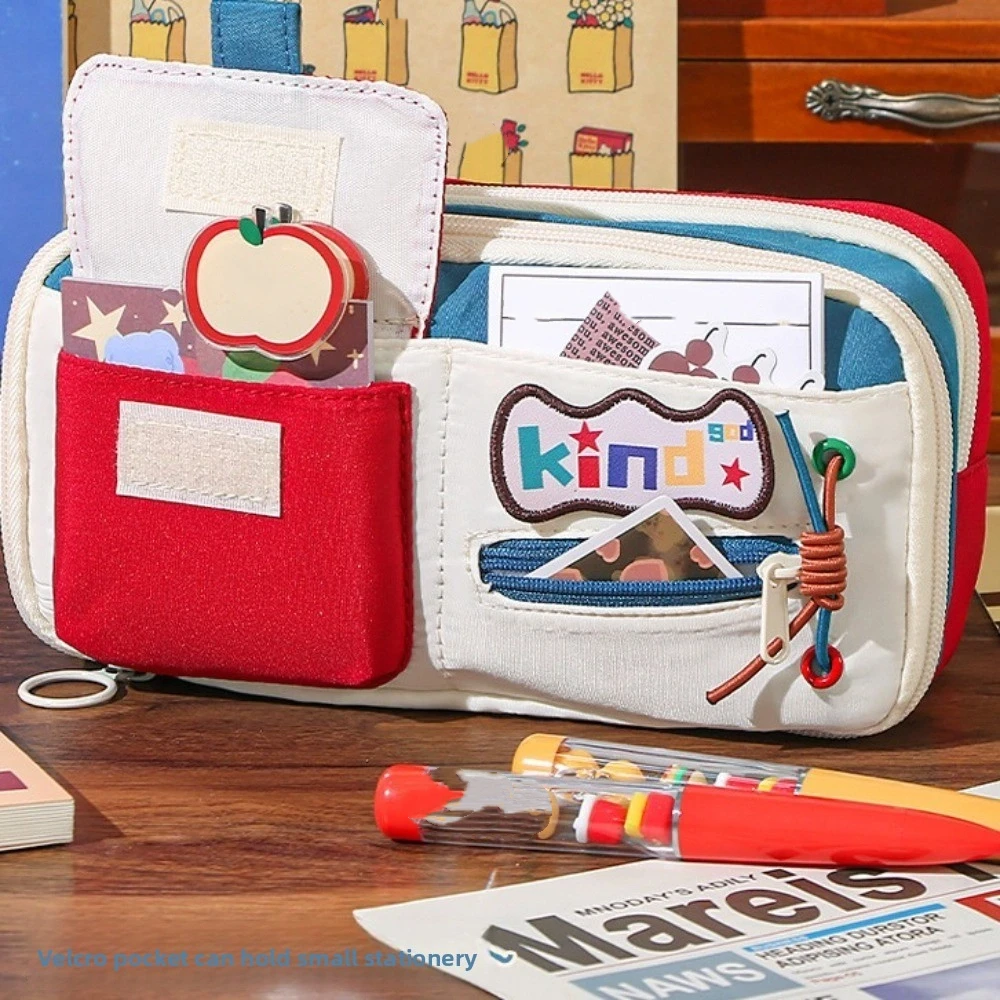 

Large Capacity Dopamine Pencil Bag Cosmetics Storage Organizer Supplies Stationery Storage Bag Zipper Portable Pen Pencil Case