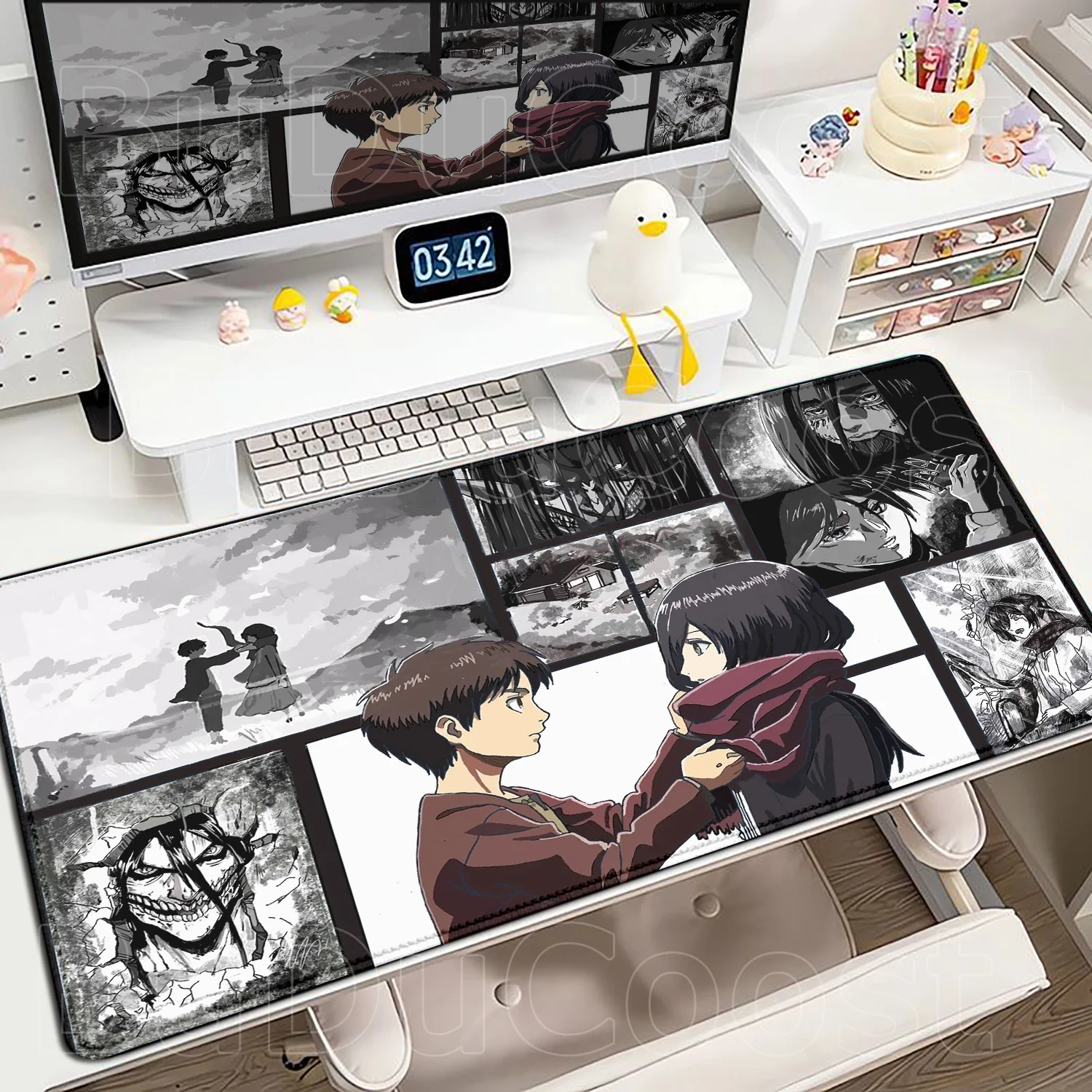 

New Cool Wallpaper Attack on Titan Mouse Pad Gaming Accessories Non-slip Rubber Keyboard Desk Mat Anime Large Carpet Pc Mousepad