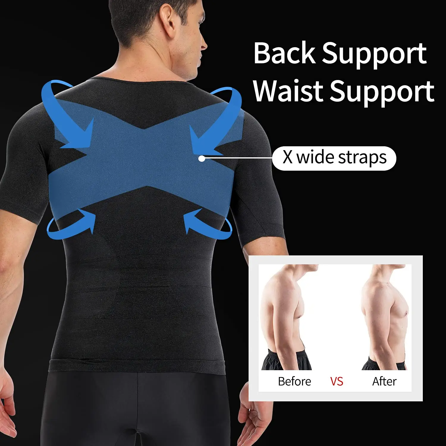 Classix Men Body Toning T-Shirt Gynecomastia Compression Shirts Posture Corrector Undershirt Belly Slimming Corrective Underwear