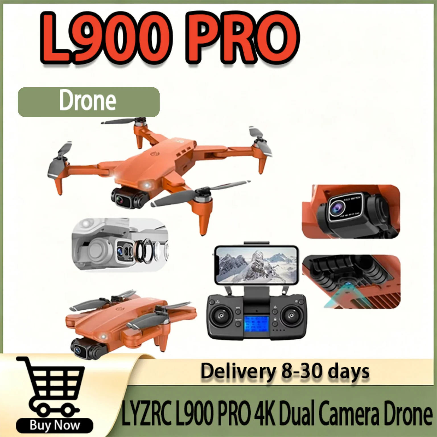 L900 pro Foldable Brushless Drone with GPS 5G FPV Dual 4K Camera Stable Aerial Quadcopter for Photography And Videography