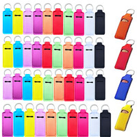 Lipstick Holder Keychain Neoprene Lip Balm Holder Colorful Lip Gloss Keychain Portable Lipstick Tubes Holder Bag Accessories