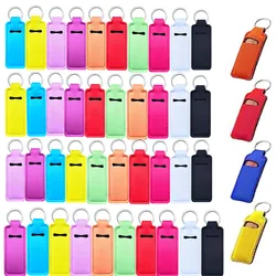 Lipstick Holder Keychain Neoprene Lip Balm Holder Colorful Lip Gloss Keychain Portable Lipstick Tubes Holder Bag Accessories