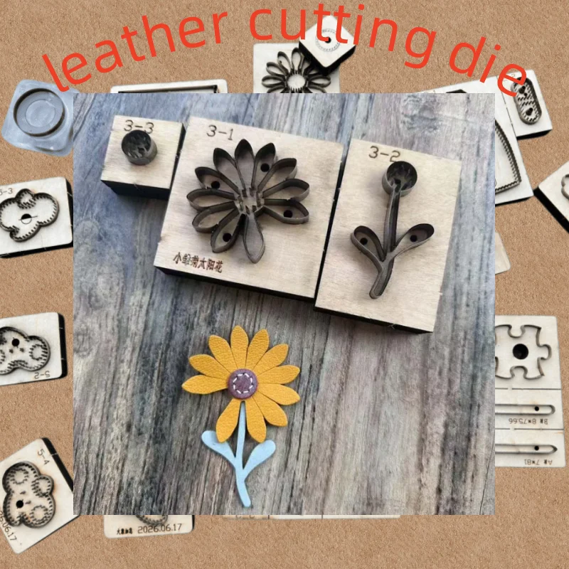 Sunflower Pendant Leather Metal Cutting Die, Manual Punch DIY Leather Goods Craft Making Tool