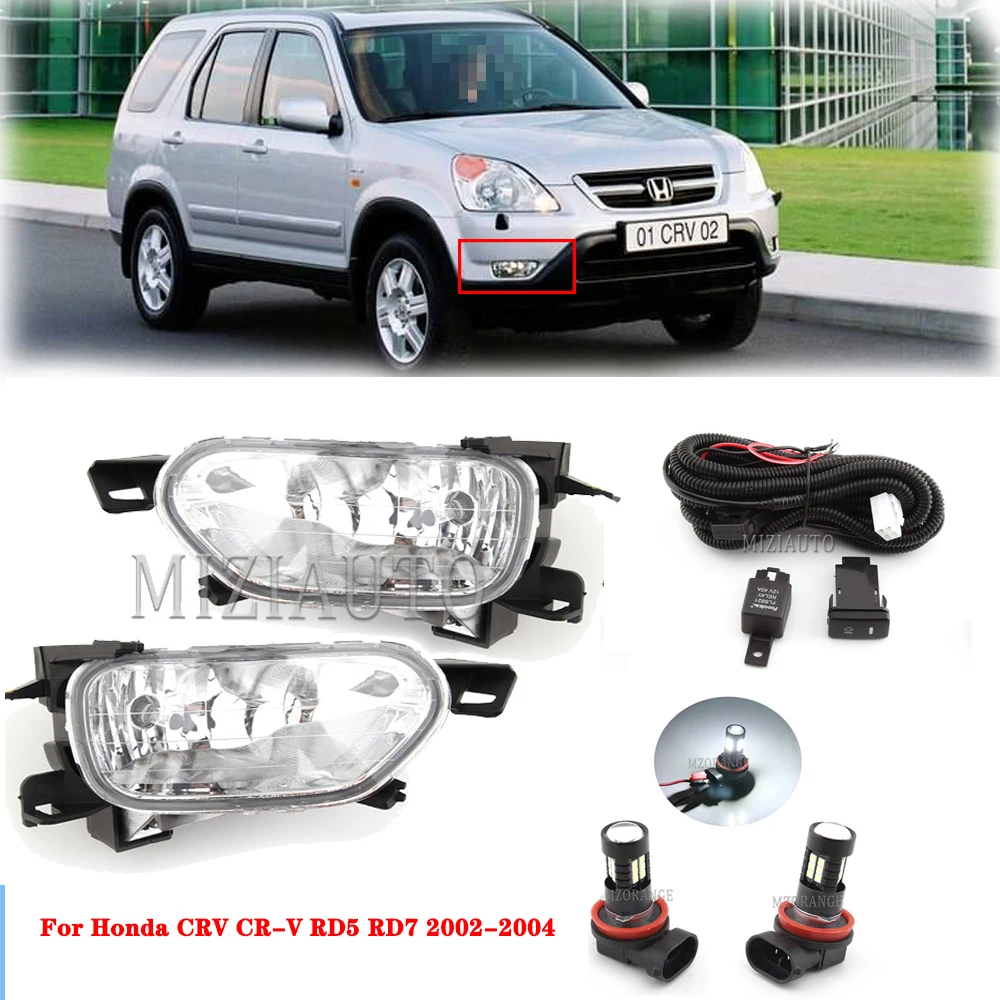 LED Foglights Assembly For Honda CRV CR-V RD5 RD7 2002-2004 SUV Foglights Headlights Front Lamps with Bulb Foglamp Accessories