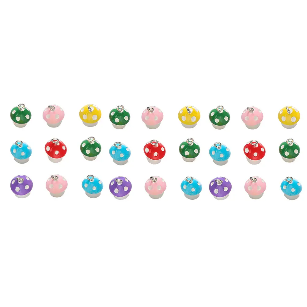

30Pcs Mushroom Jewelry Charms Resin Pendants for DIY Necklace Bracelet Earrings Making Accessories Random Color Mix