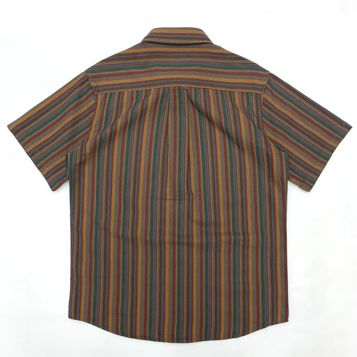 Vintage national style shirt men's cotton color striped port style loose vintage short-sleeved shirt