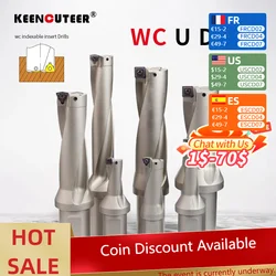 WC Series C20 C25 C32 C40 Drill Bites Insert Drill Metal Drill Bits 11mm-49mm Depth Indexable U Drill Machinery Lathes CNC Water