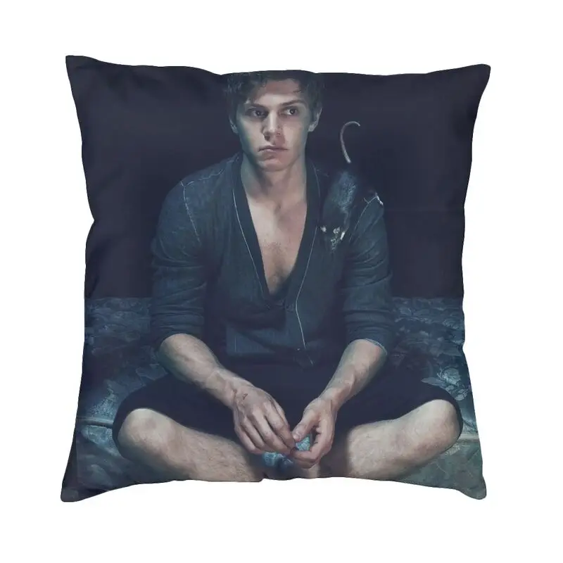 Personalized Evan Peters Square Throw Pillow Cover Home Decorative 3D Two Side Printed Actor Star Movie Cushion Cover for Car