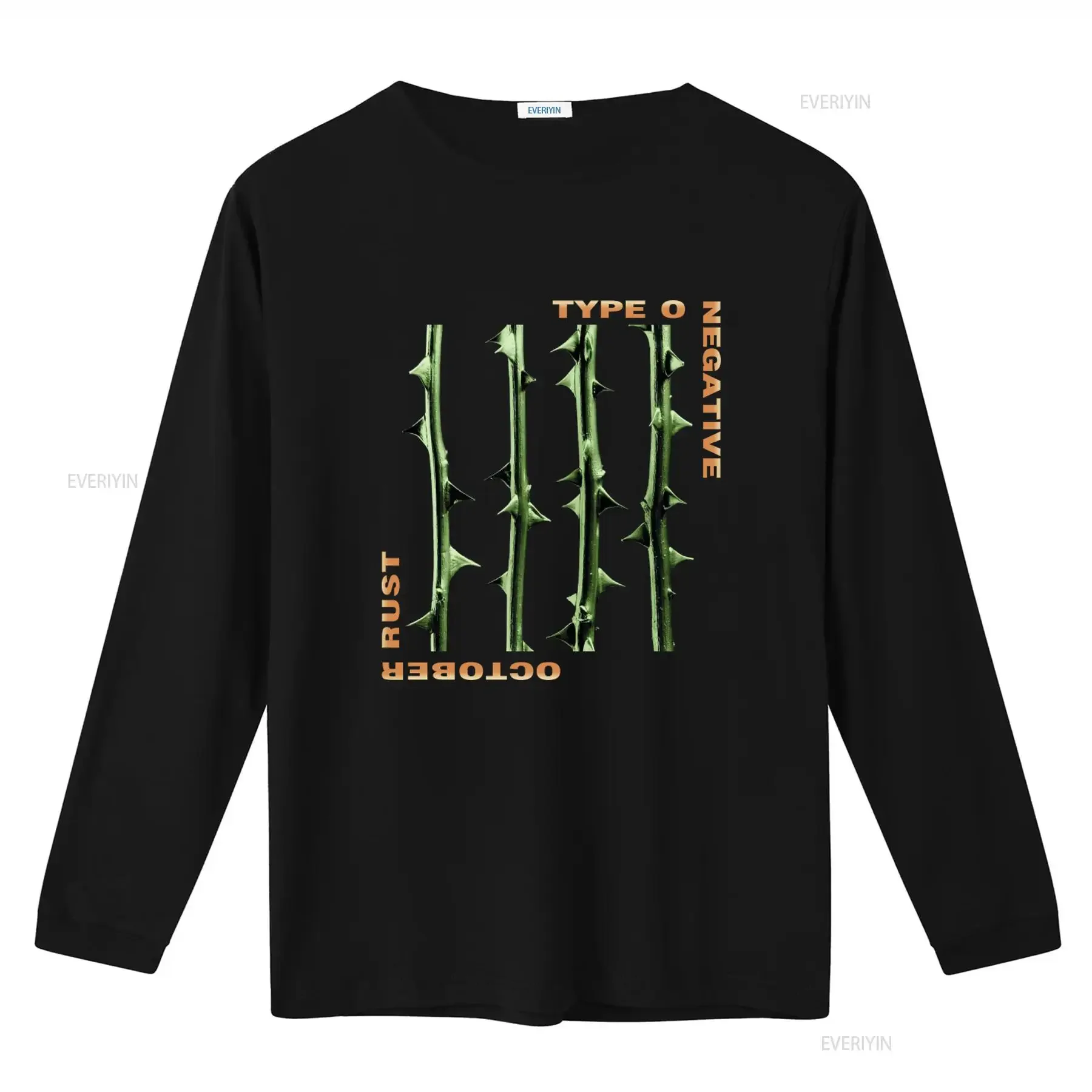 Type O Negative October Rust Thorn Pattern T Shirt for Rock Band Fashion vintage Washed Stretched streetwear Versatile