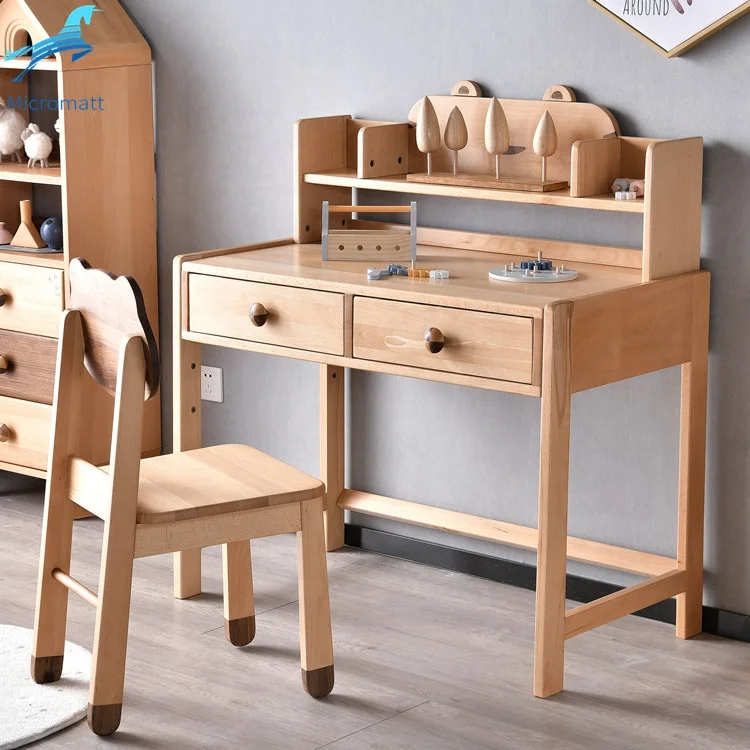 Factory Direct Sale Modern Art Antique Environment Natural Wood Color Furniture Study Room Solid Wood Children's Desk