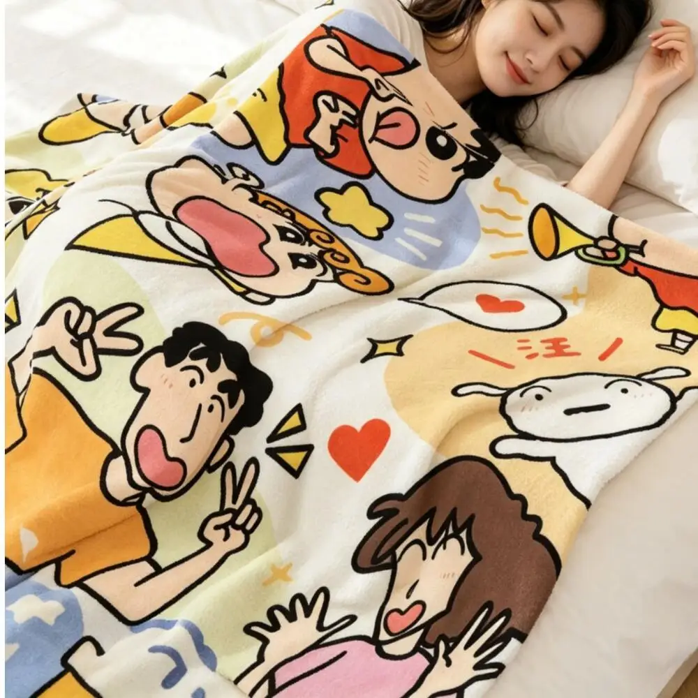 Cartoon Crayon Shin-Chan Nap Blanket Cute Shawl Anime Summer Thin Flannel Air Conditioning Blanket Student Lunch Break Blanket