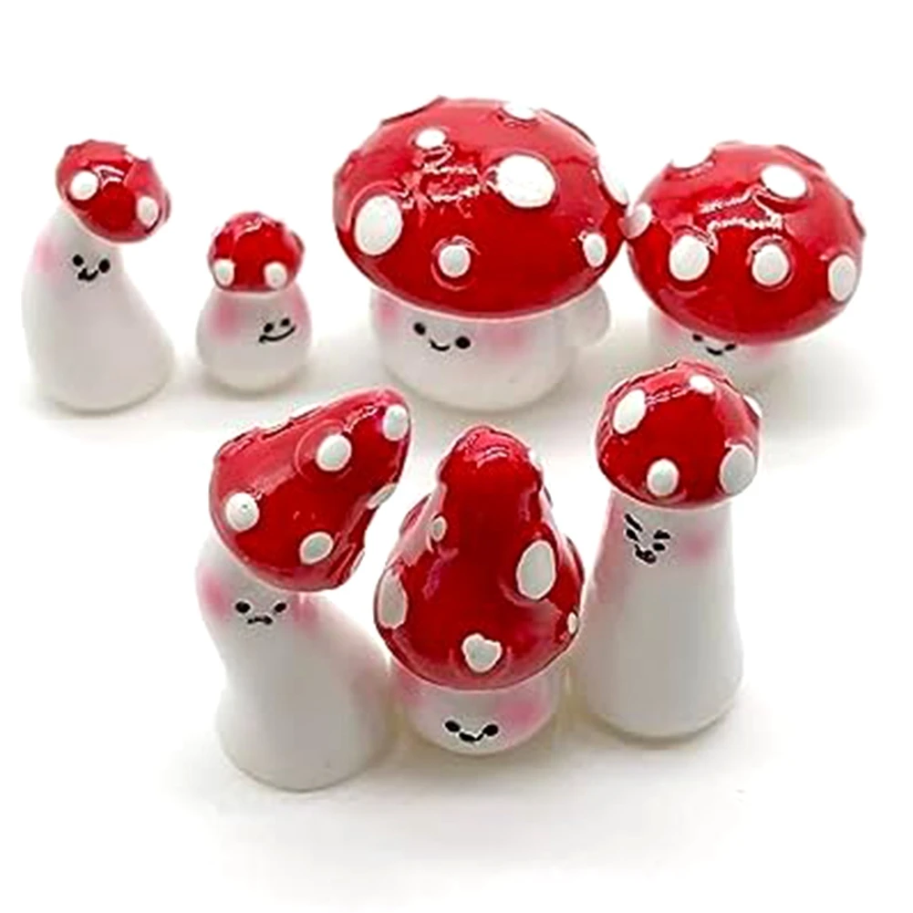 7 قطعة الفطر الصغير للحرف اليدوية ليتل الجنية حديقة الفطر صغيرة الراتنج الفطر ديكور الفطر المنمنمات تمثال HOT