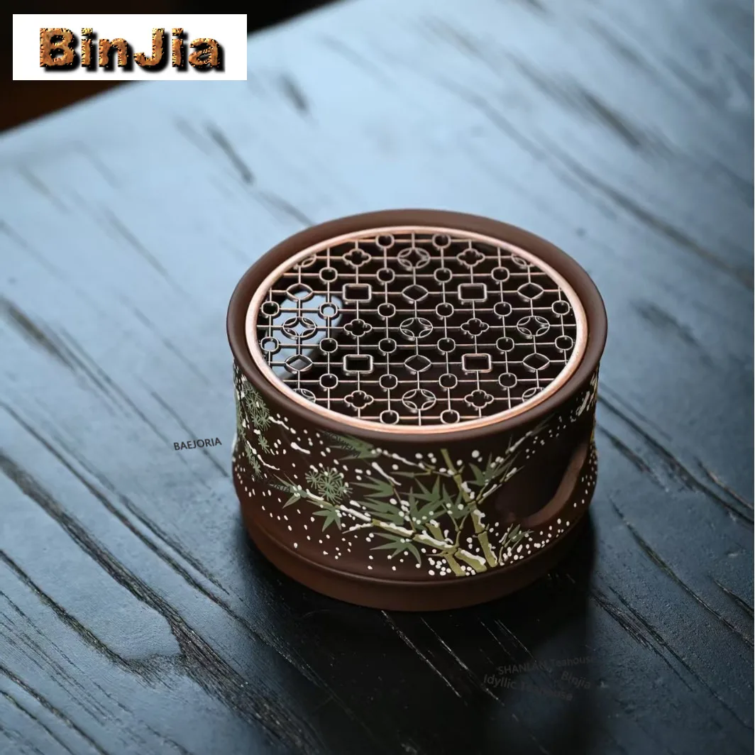 Yixing Zisha Clay Painting Tea Warmer Holder Candle Heater Stove Kettle Stand Boiling Water Carbon Furnace Chinese Tea Set Gift