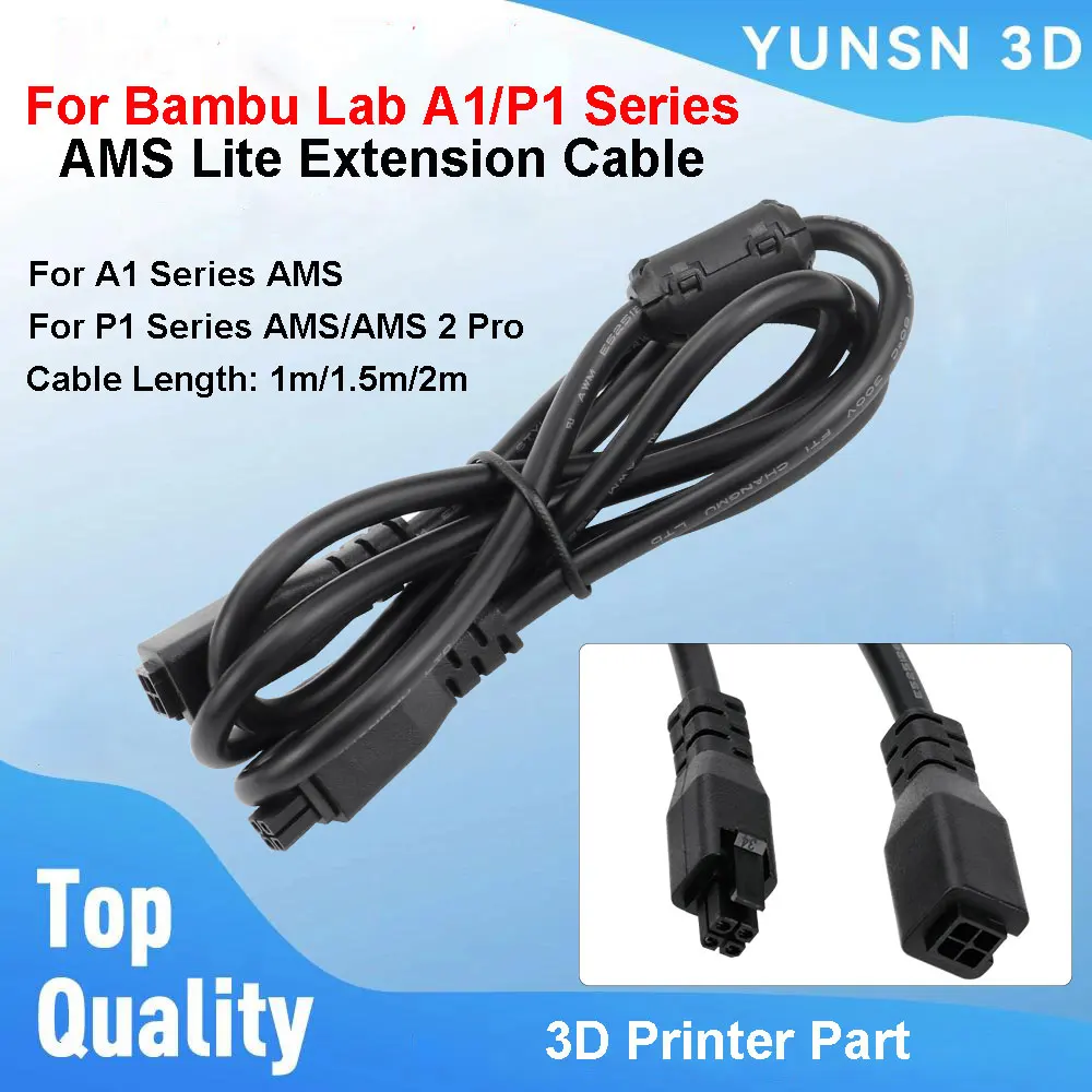 

For Bambu Lab A1 Series AMS Lite Extension Cable P1 Series AMS/AMS 2 Pro Cables 1m/1.5m/2m 4pin With Magnetic Ring For Bambulab