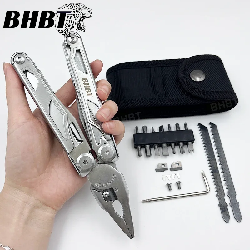 BHBT 37 in 1 Multitool Pliers Folding Multi-functional Tool With Replaceable Saw Blade Portable EDC Outdoor Hand Tools