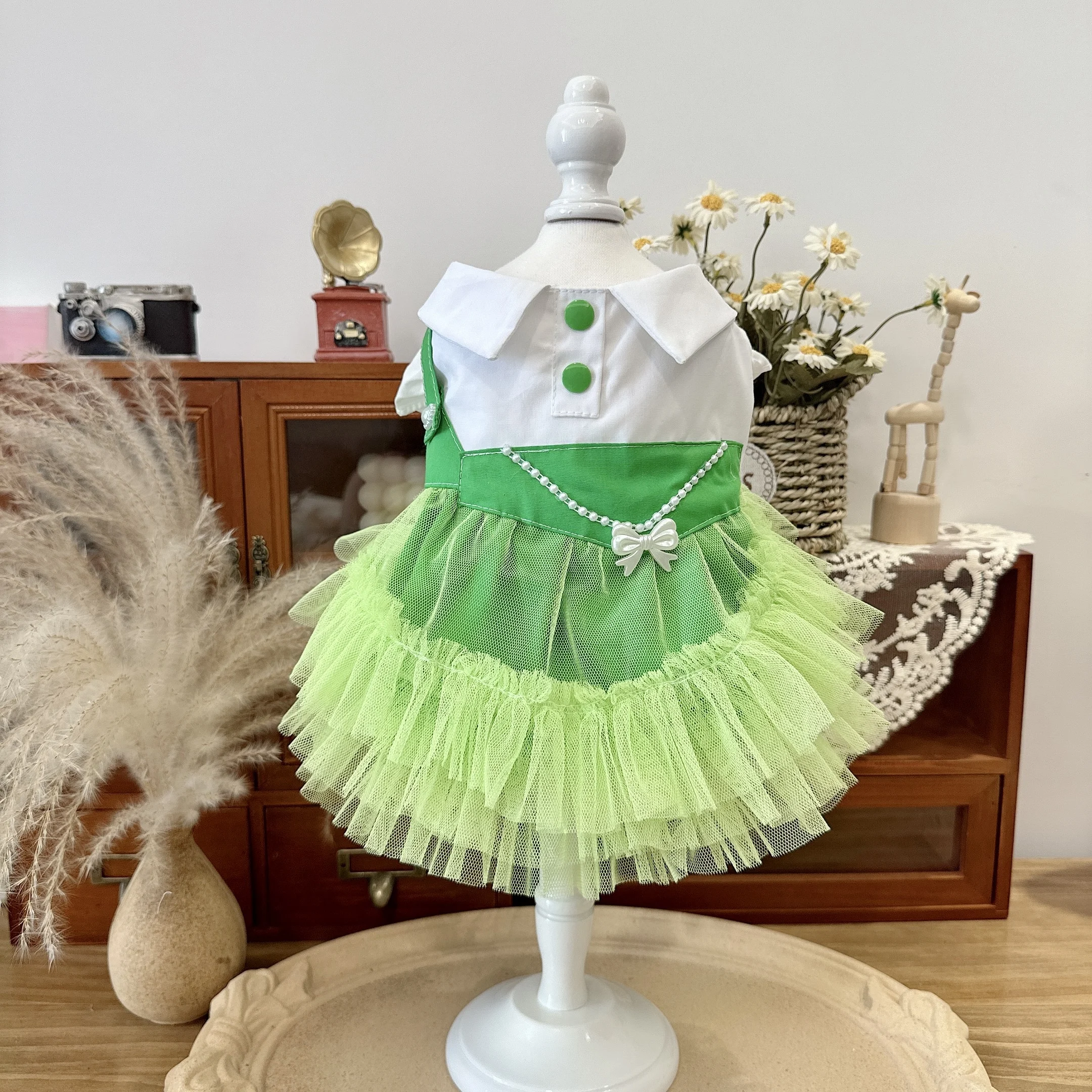 

Summer New Green Pet Dog Clothes Chihuahua Poodle Skirts Puppy Dog Costumes Thin Cotton Lace Princess Dress For Small Medium Dog