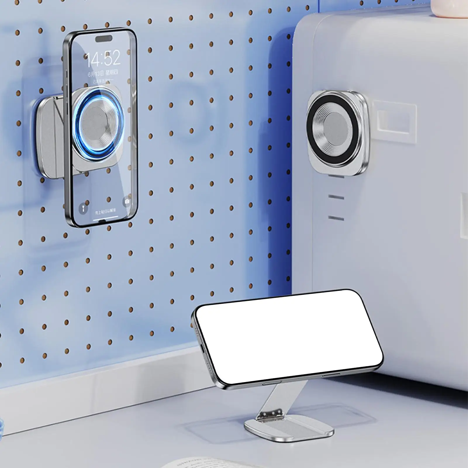 

Магнитная подставка для телефона, складной держатель для телефона и планшета, вращающееся настольное крепление для селфи для дома, уличного автомобиля, гольфа, тренажерного зала, селфи-грузовика