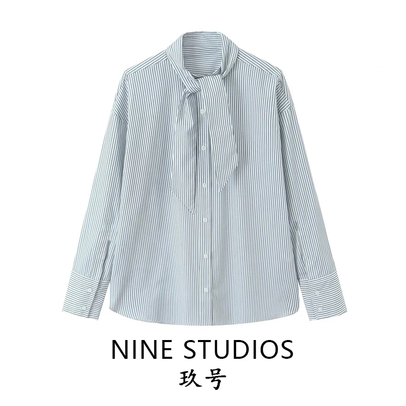 

Повседневная женская рубашка в полоску свободного кроя в стиле шарфа, с длинными рукавами, из шелкового материала, не деформируется, весенняя коллекция