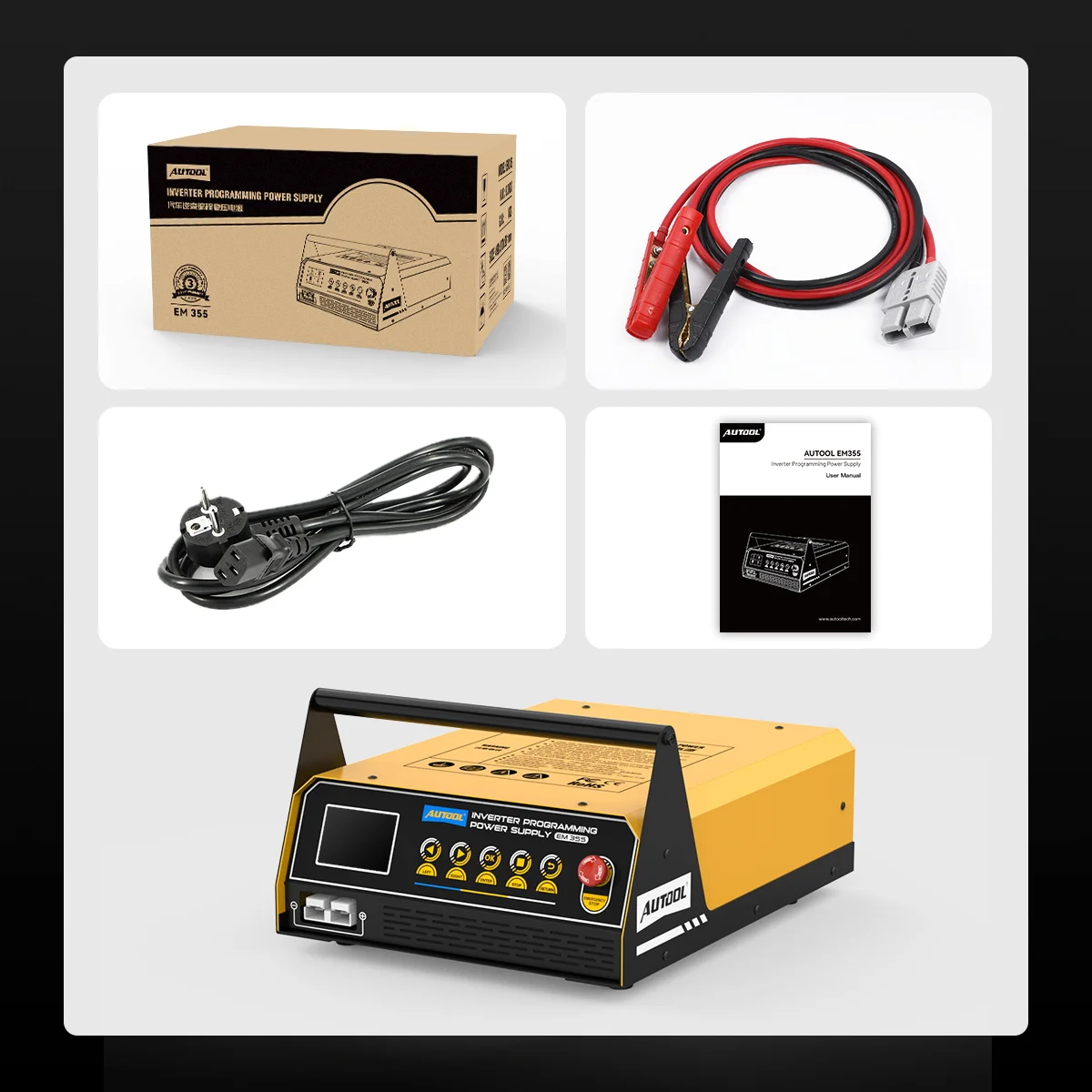 AUTOOL EM355 عاكس الطاقة ECU البرمجة 110/120 فولت شاشة LCD عالية الدقة تسعة حماية السلامة قابل للتعديل جهد البرمجة