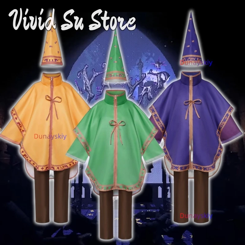 

New Magic Game Cosplay Costume - Halloween Role-Play Stage Outfit, 3 Color Options (Orange/Green/Purple) Anime-Style Attire