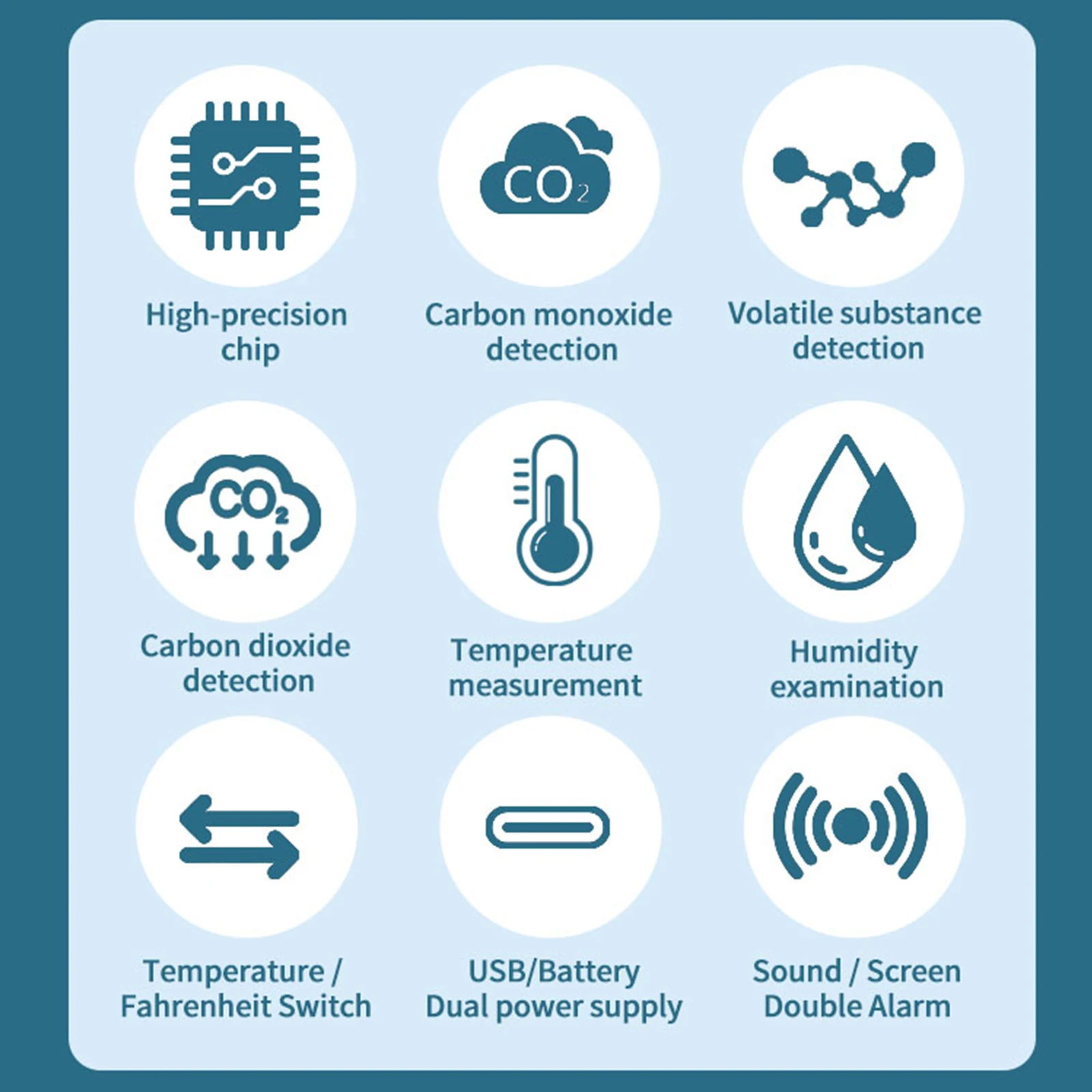 

Портативный монитор качества воздуха в помещении: TVOC, температура, влажность, CO, CO2. Измеритель CO2 для дома, отеля, офиса, автомобиля.