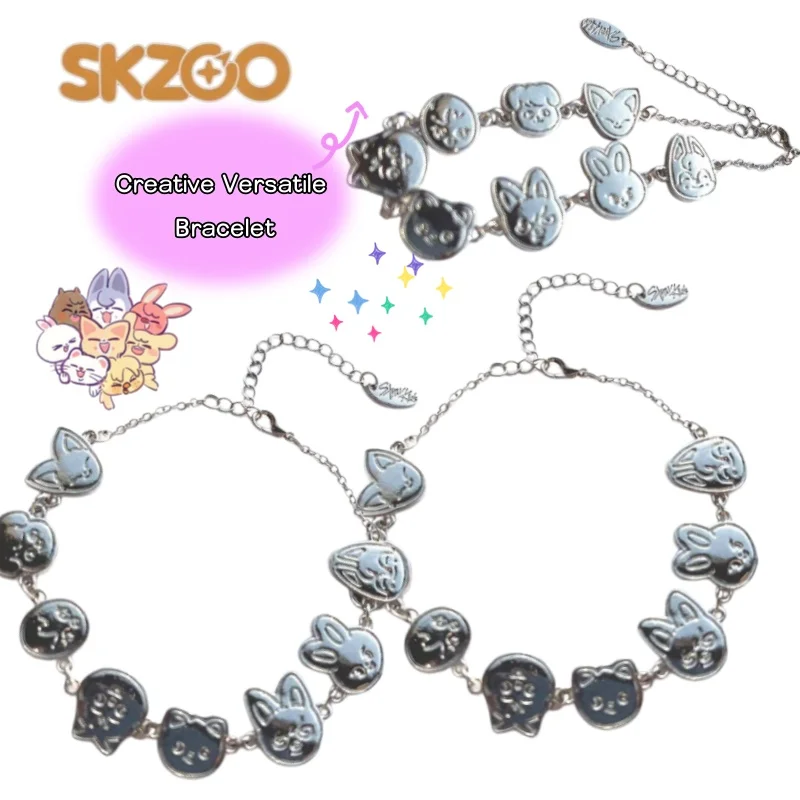 

New SKZOO Wolf chan Leebit Dwaekki Jiniret cartoon cute stainless steel bracelet high color value creative personality bracelet