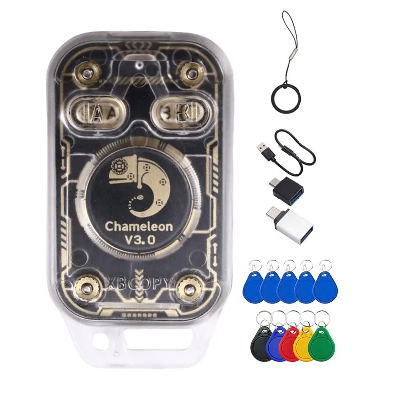 

Эмулятор смарт-карт A92Z Chameleon V3.0 RFID, считыватель смарт-чипов + 10 брелоков-считывателей UID, копировщик ID/IC-меток 125K/13.56M