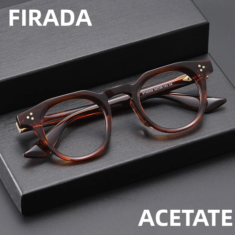 FIRADA 2025 Fashion Comfort Glasses Retro Acetate Eyewear Luxury Optical Prescription Eyeglasses Frames For Men Women BT55008-C