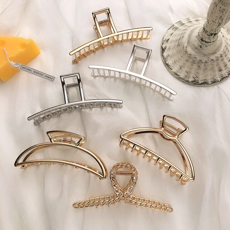 2022 New Metal Claw Clip for Women Gold Geometric Hair Claw Large Size Headband Hairpin Claw Clip Hair Crab Hair Accessories