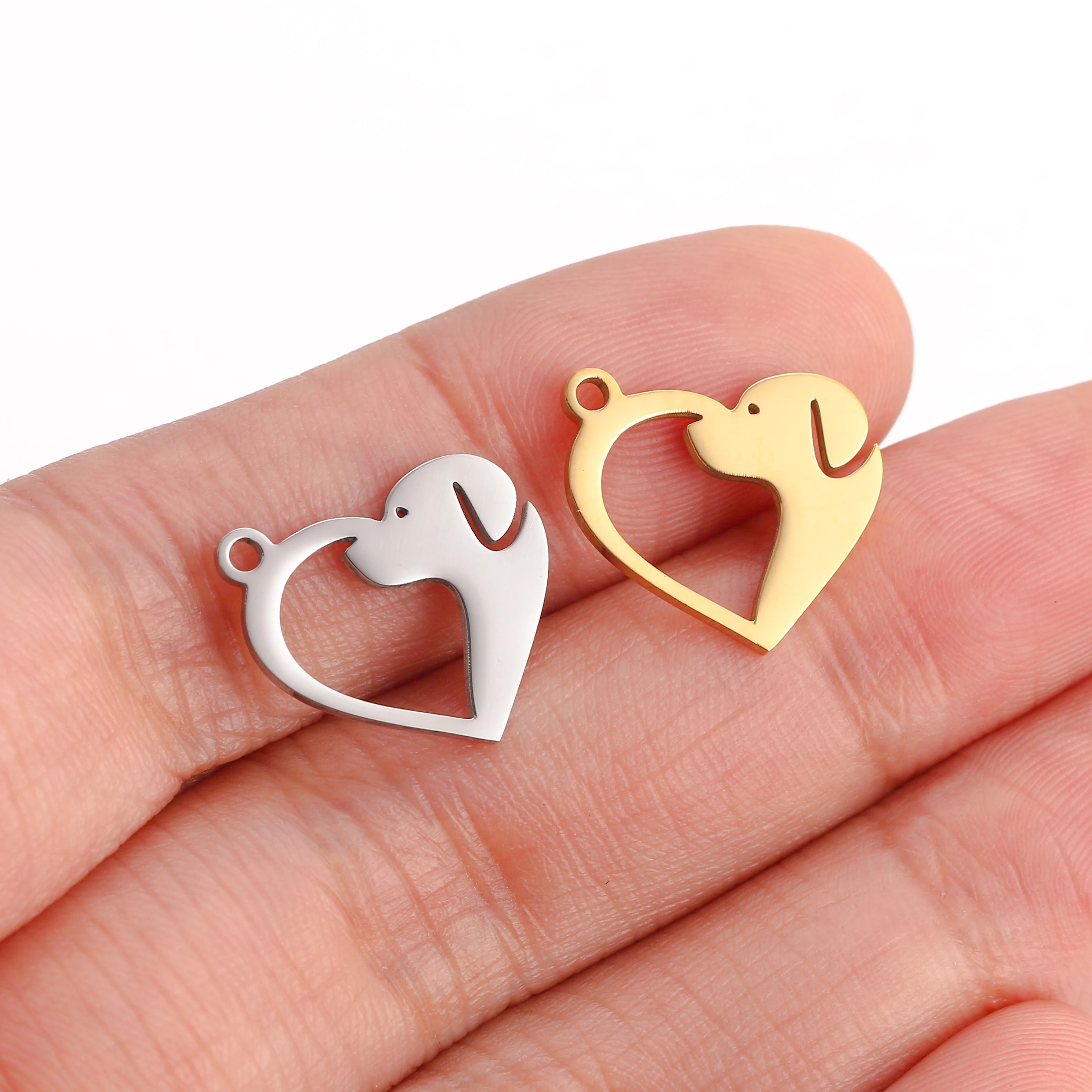 5Pcs/Lot Virgin Mary/Love Letter/Heart Dog Charms Stainless Steel Bracelets Earring Pendants For DIY Jewelry Making Accessories