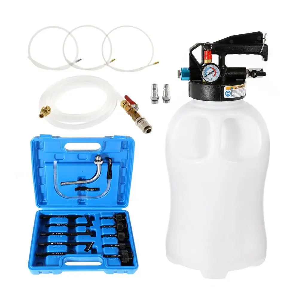 Automatic Transmission Oil Changer 10L Pneumatic Oil Refilling Tool Manual Brake Fluid Filler Oil Pump with 13Pcs Adapter