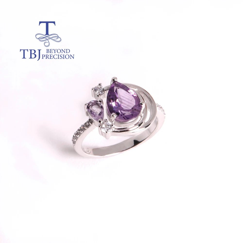 Bellissimo ed elegante anello in argento ametista naturale a sei angoli con Birthstone di febbraio gioielli squisiti per le donne regali di usura