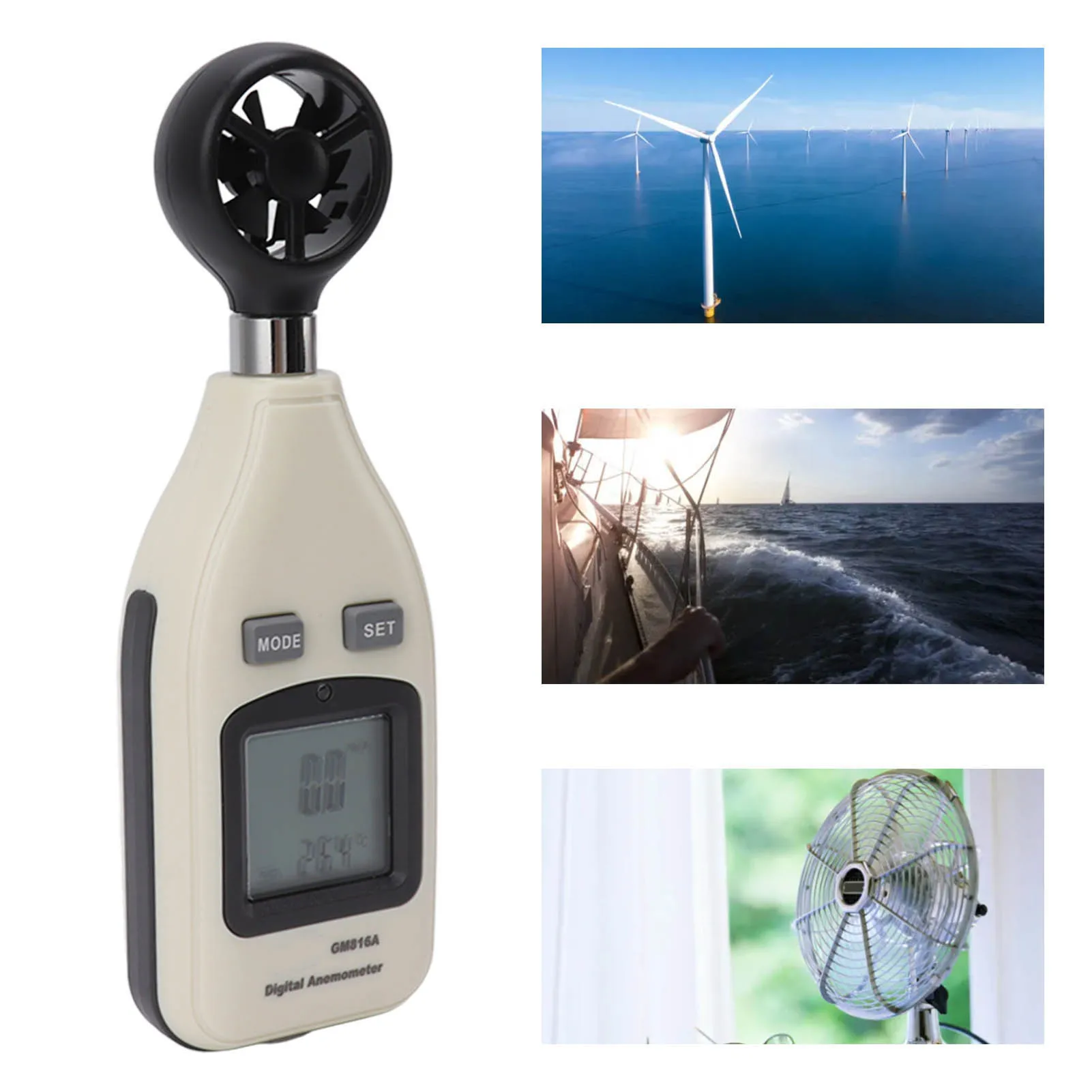 For Windsurfing For HVAC Testing Air Flow Meter Kite Flying -10 To 45 14 F To 113 F Anemometer For Sailing And Boating