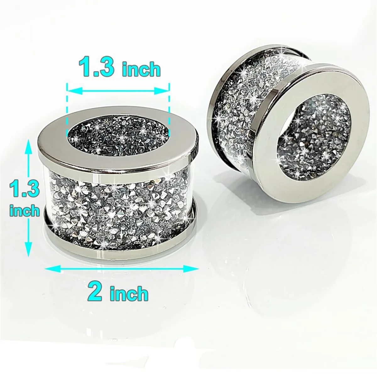 

A06RP 6 Pack Crystal Glass Napkin Holder Silver Diamond Napkin Rings, Crushed Diamond Table Settings Bling Serviette Buckles