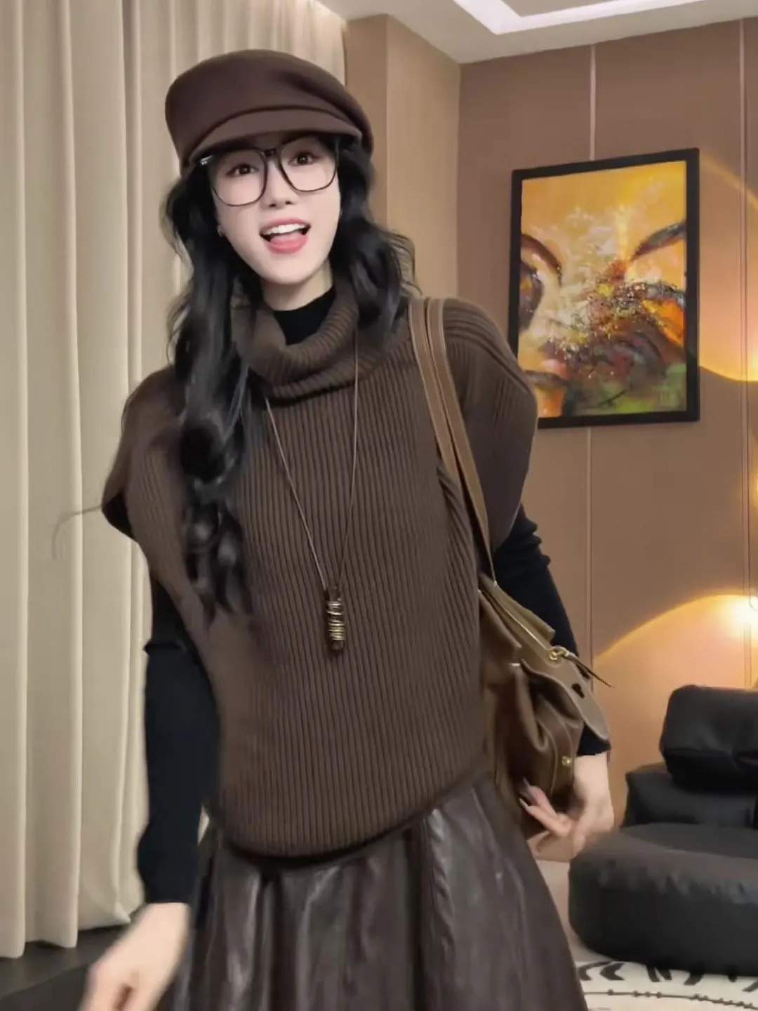 

Свободный вязаный женский жилет с высоким воротником, многослойный модный корейский сле, осень-зима, Новое поступление, утренний колокольчик, вечерняя песня