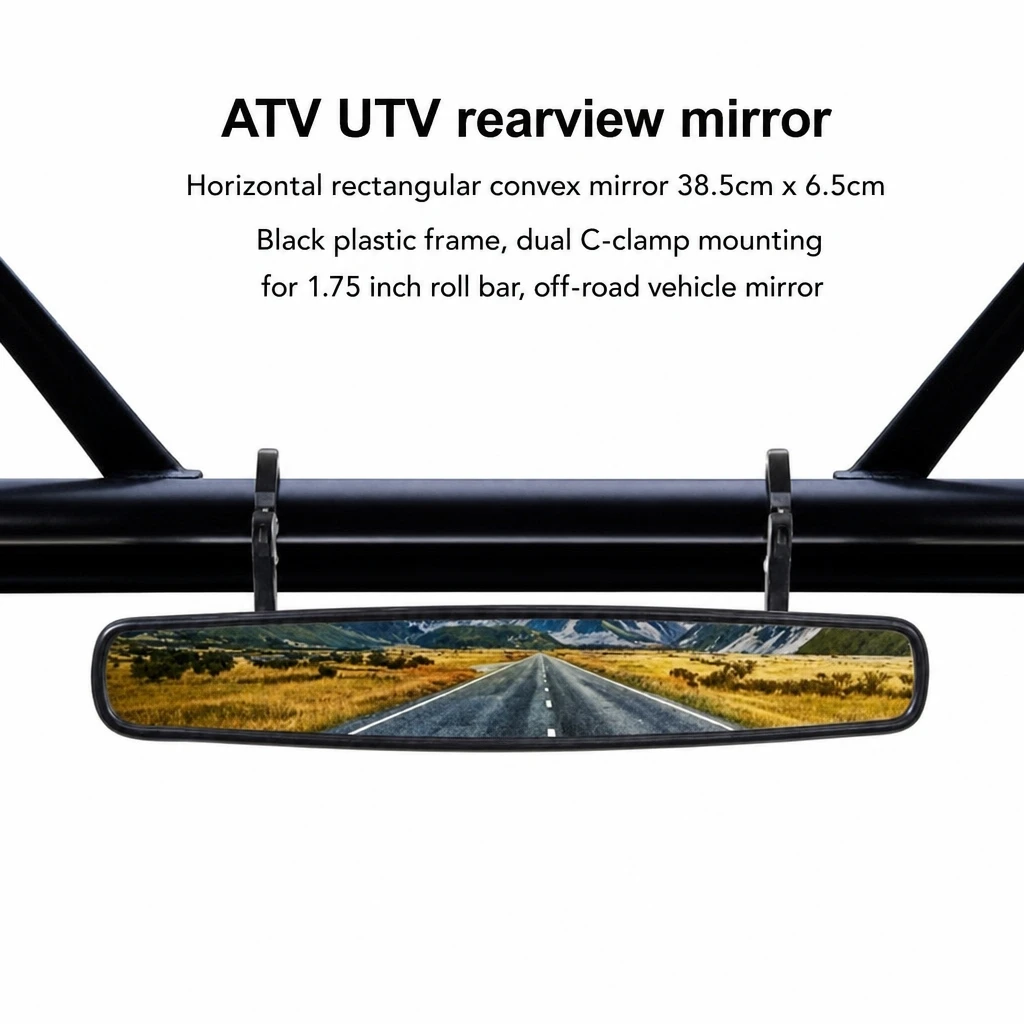 Universal 1.75 Inch Roll Bar Rearview Mirror HD Wide Angle Convex Mirror Adjustable Rearview Mirror Fit UTV ATV Offroad Vehicle