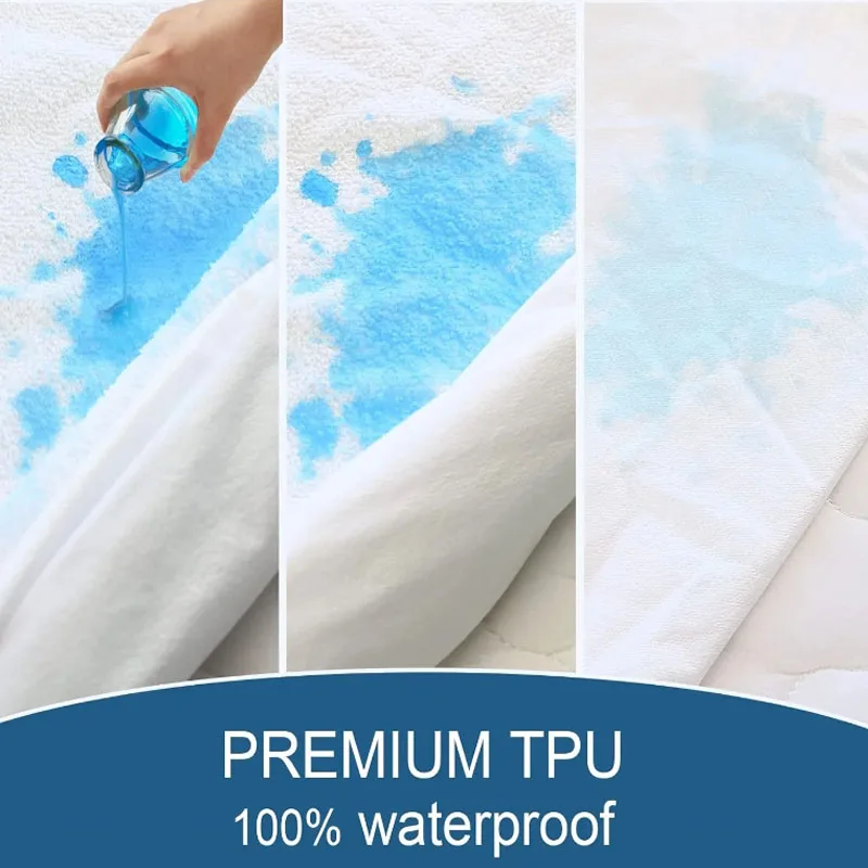 100% Waterproof Mattress Protector Terry Mattress Cover Soft Breathable Fitted Sheet Deep Pocket Washable for 9-18 inch