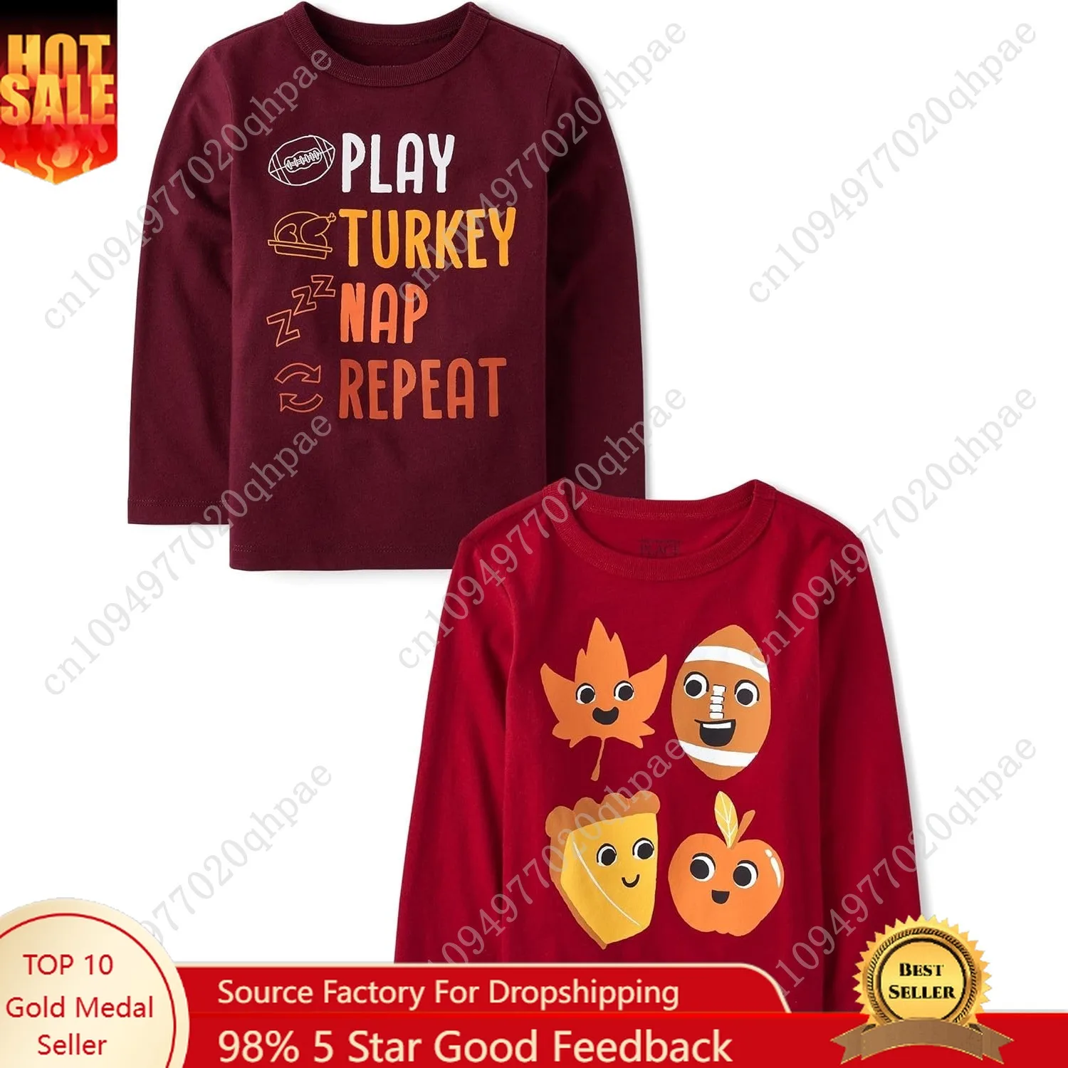 ザ・チルドレンズ・プレイス ベビー＆幼児向け オールホリデー、誕生日用 長袖グラフィックTシャツ、2枚組