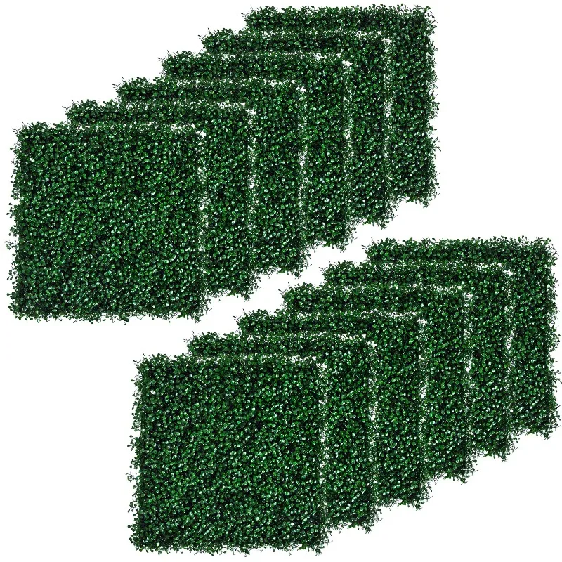 

Artificial Greenery Wall Panels Set of 12 PE Plastic Faux Hedge Screen Dark Green 33 Sq Ft Outdoor Privacy Fence Backdrop