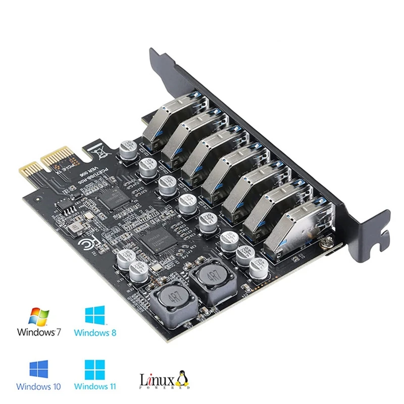 USB 3.0 PCI Express محول PCI E إلى 7 منافذ USB 3 توسيع محول بطاقة USB3.0 Pcie PCI-E X1 محول لسطح المكتب
