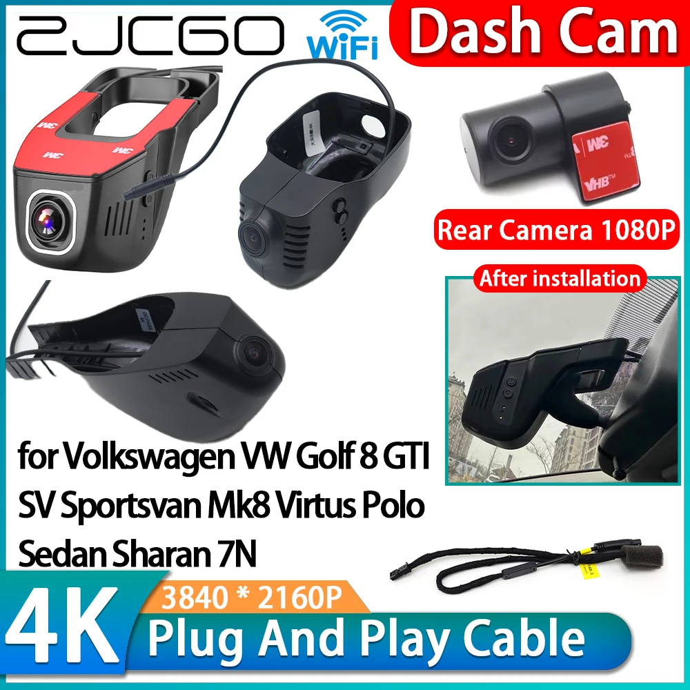 Cámara de Video DVR Wifi 4K para Volkswagen VW Golf 8 GTI SV Sportsvan Mk8 Virtus Polo Sedan Sharan 7N, Grabador de Video para Tablero, Cámara Delantera y Trasera