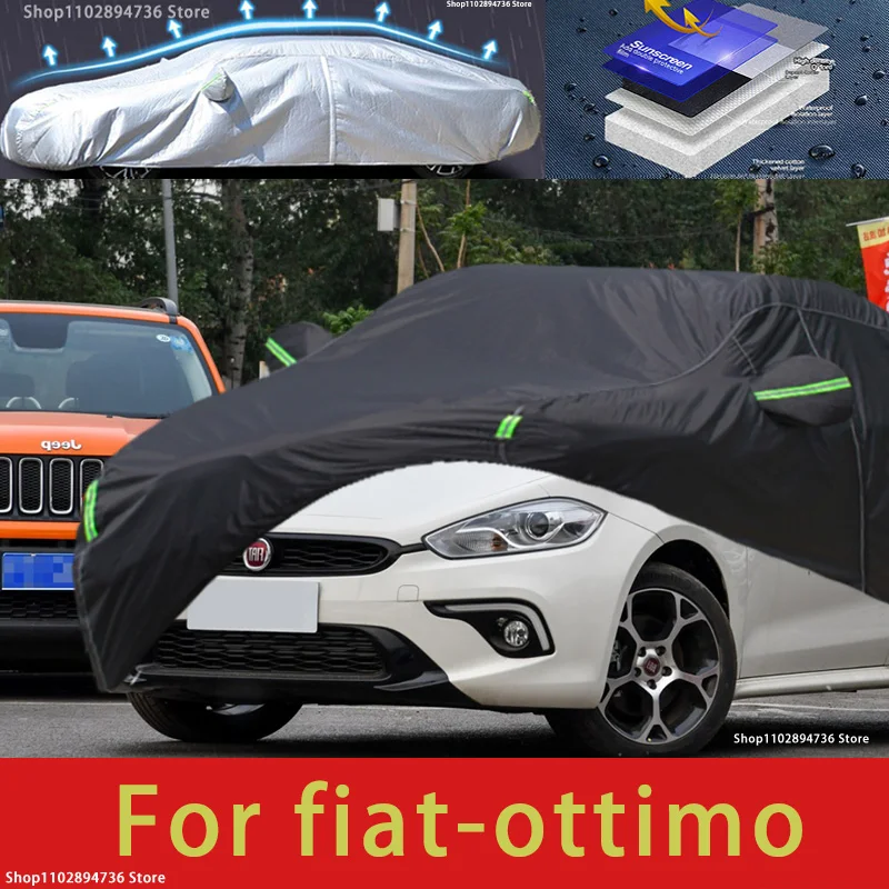 For Fiat ottimo fit Outdoor Protection Full Car Covers Snow Cover Sunshade Waterproof Dustproof Exterior black car cover