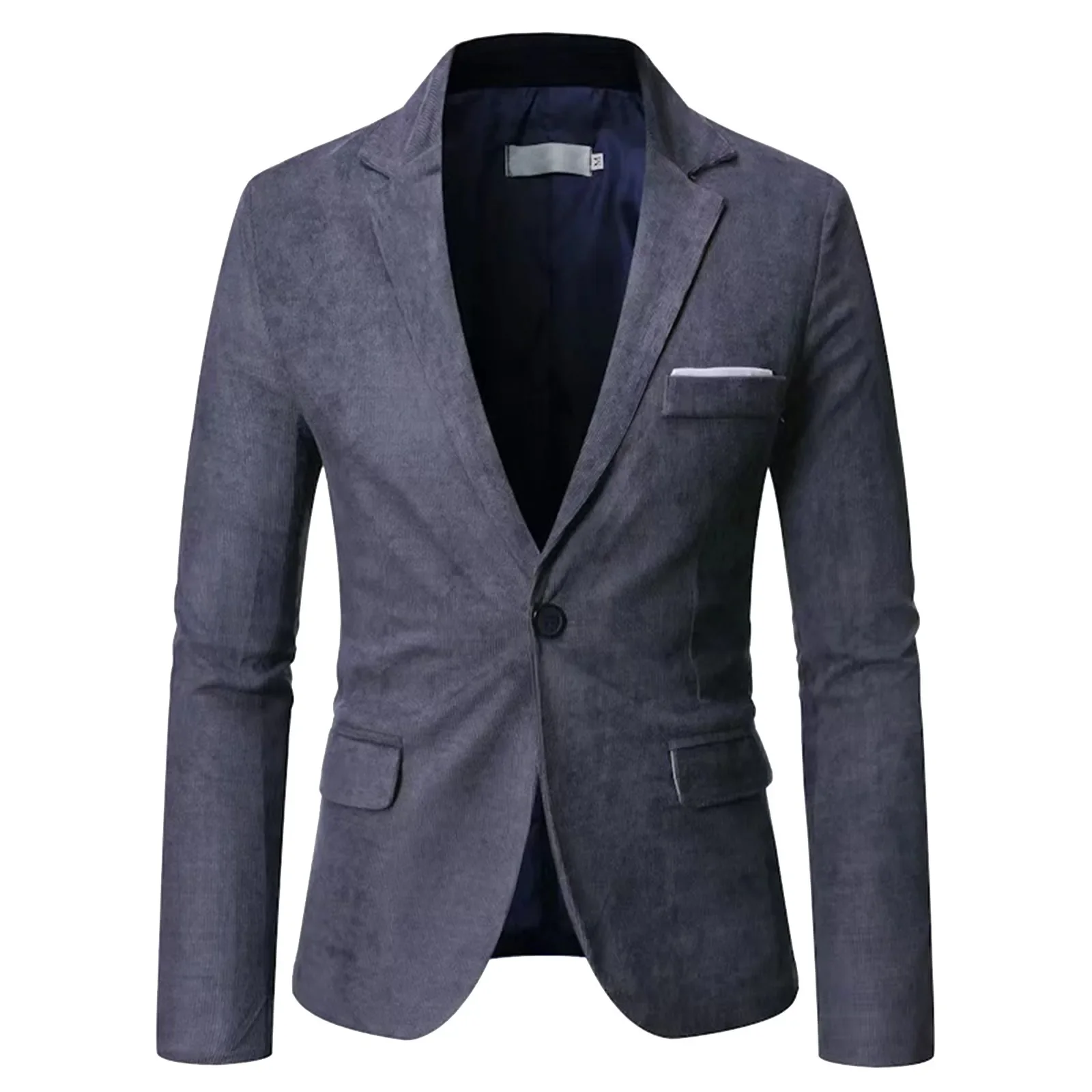 Popular Corduroy Men Blazer Turndown Collar Plus Size Slim-fitting Button Suit Jacket Comfy Men Coat for Office Blazer For Men