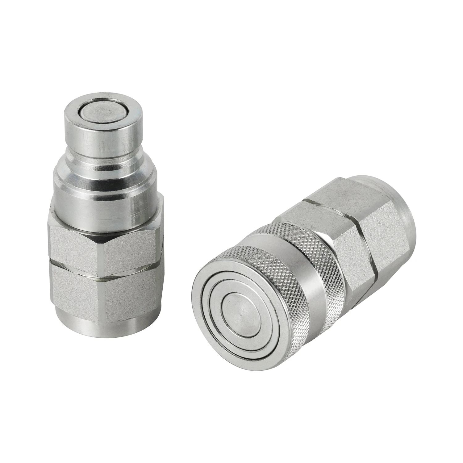 Flat Hydraulic Quick Connectors Set 1/2'NPT Thread ISO-16028 for Fluid Power Equipment