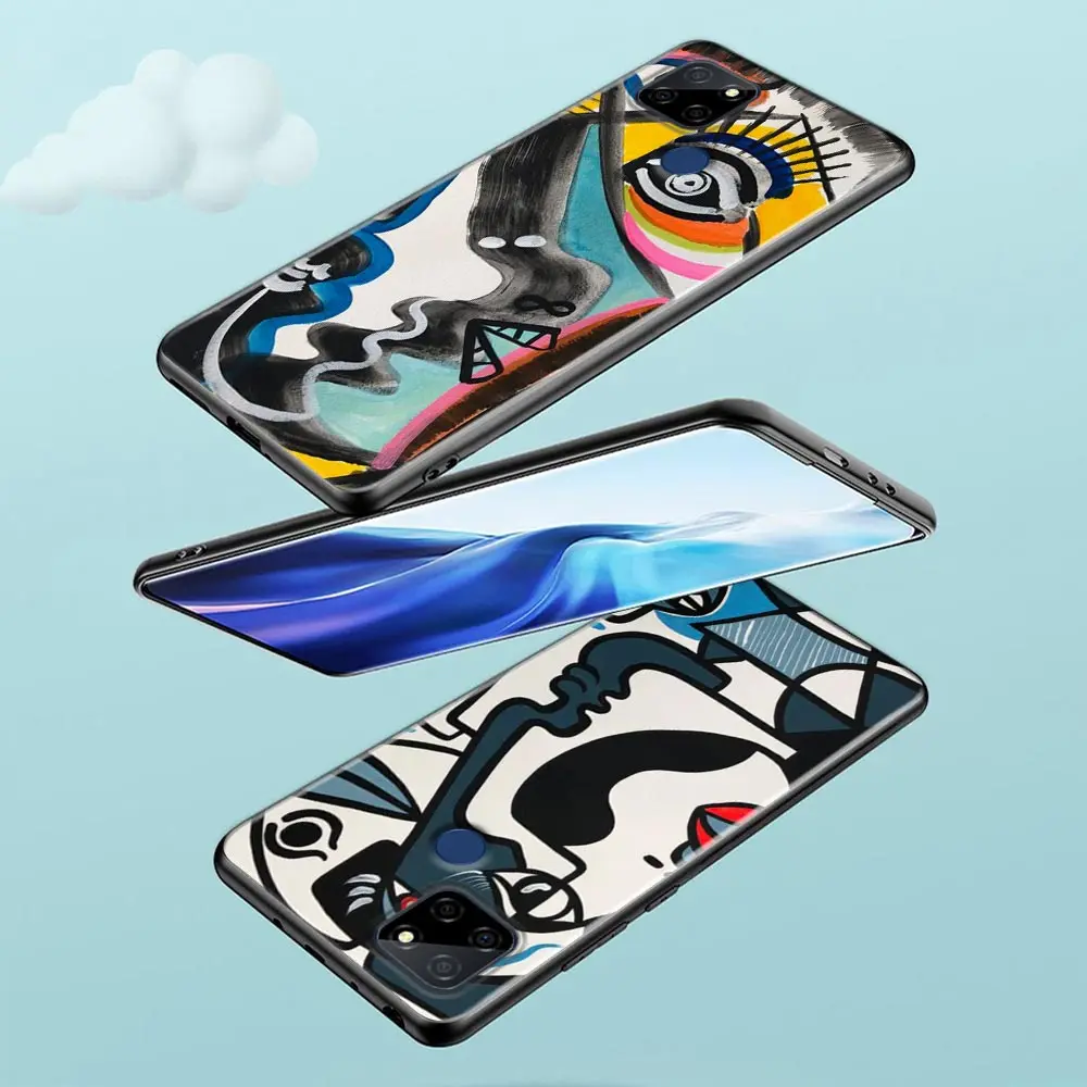 Picasso Abstract Art Painting Phone Case For OPPO Realme 11 10 9 9I 8 8I 7 6 X50 XT X7 X Narzo50 Pro Plus Black Soft Cover Cqoue